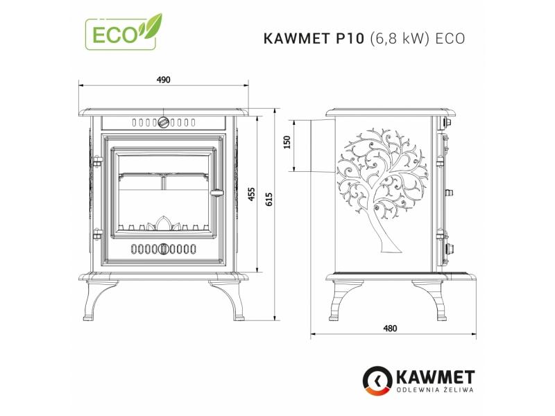 Piec wolnostojący KAWMET P10 (6,8 kW) ECO